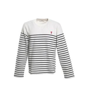 [아미] 스몰 하트 로고 스트라이프 긴팔 티셔츠 UTS300072_101