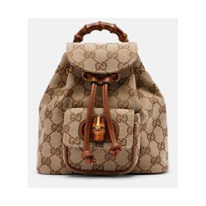 구찌 Bamboo 미디엄 레더 트리밍 캔버스 백팩 P01117997