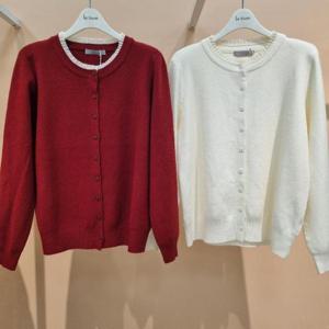 라티움 HC34 앞오픈형목선프릴배색짧은니트가디건 T2613CD02