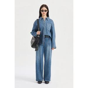 [럭키슈에뜨][온라인전용]LQPDX26100 포켓 프린팅 데님셔츠