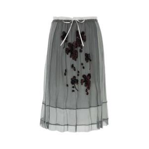 26 SS 프라다 엠브로이더드 시폰 미디 스커트 F0024 P172ZRSOOO18QL