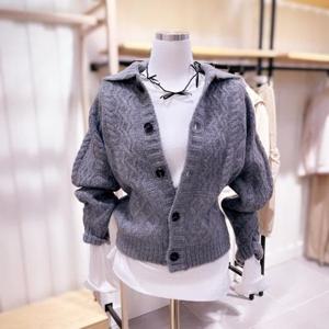 [시에로]SJ4KTF18M_꽈배기 변형 카라 가디건