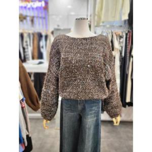 밸리걸 세이브존01 보트넥 스팽글 크롭 하찌 니트 610671-1