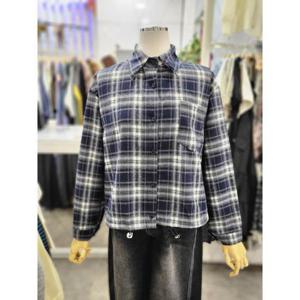 밸리걸 세이브존01 체크 스트링 루즈핏 세미크롭 셔츠 610510-1