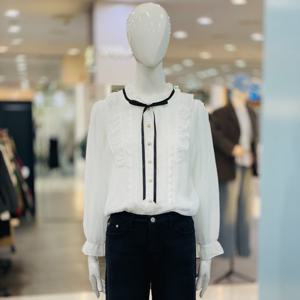 [클리지]프릴 레이스 쉬폰 리본 블라우스 CQ2WBL18