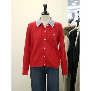 메종블랑쉬 세이브존03 르피타 카라 배색 꽈배기 자수 니트 가디건 AQL261BKT155A