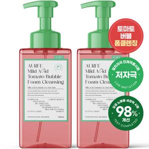 [모공 노폐물 98% 개선] 1 + 1 아우페 약산성 토마토 폼클렌징 500ml 저자극 대용량 세안제 클렌징폼 폼클렌저
