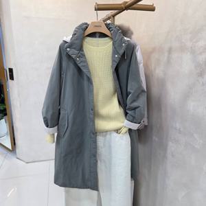 [크레송]간절기 누빔안감 후드 트렌치  NBCJYA01BDG