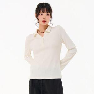 체이스컬트 동백01 골지 오픈카라 긴팔 티 FARG5162B