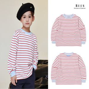 [빈BEEN]BA17TS05RD 레드스카이블루 스트라이프 맨투맨 티셔츠