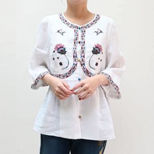 [비꼴리끄(여성)]자바라 자수 프릴 블라우스 B242WB3060