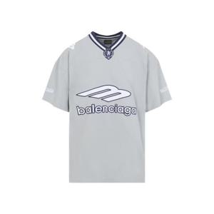 발렌시아가 3B 풋볼 브이넥 티셔츠 857086TTVQ6 1461 GREYWHITE