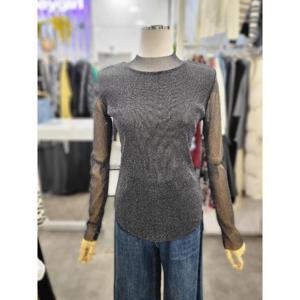 밸리걸 세이브존01 펄 망사 시스루 스판 긴팔 티셔츠 620730