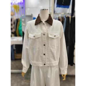 밸리걸 세이브존01 봄 골덴 카라 화이트 면 자켓 618460