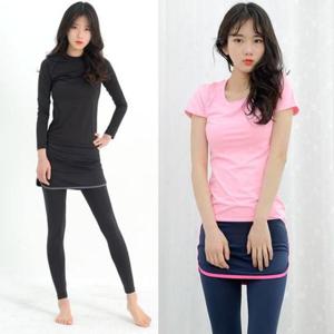 여자레쉬가드 여성용 요가 스포츠 레쉬가드 9부 치마 레깅스 하의