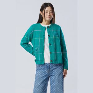 [베네통]스티치 체크 니트 가디건 (BAKC05611)