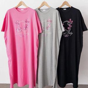 [강물처럼]빅사이즈면원피스 U648L506 걸리쉬진주레터링원피스 M