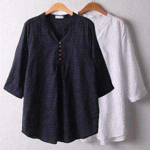 [강물처럼]빅사이즈단추남방 D738L408 포포린넨버튼오픈남방 OL