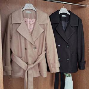 [강물처럼]빅사이즈코트자켓 T387L412 더블심플벨티드하프자켓 Y