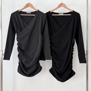 [강물처럼]빅사이즈랩원피스 T389L412 꼬임셔링랩브이원피스 RD