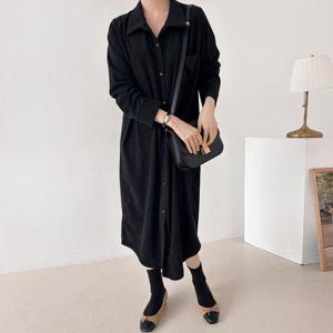 [강물처럼]아이우먼 코코코듀로이블랙롱남방 BST497M412 빅사이