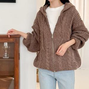 [강물처럼]아이우먼 벌룬아방니트후드집업 BNS851M412 빅사이즈