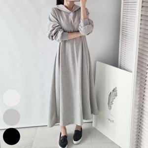 [강물처럼]빅사이즈원피스 P913L602 오트후드면플레어원피스 NS