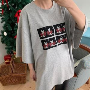 [강물처럼]아이우먼 멍멍이리본라운드박스티 MOT534M412 빅사이