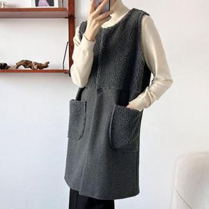 [강물처럼]아이우먼 뽀글이원단추롱베스트 BST524M412 빅사이즈