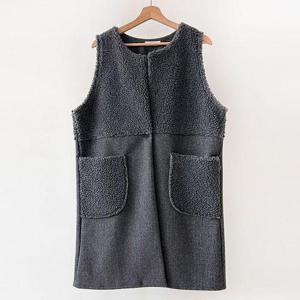 [강물처럼]빅사이즈털베스트 T524L412 러블리양털오픈롱조끼 BS