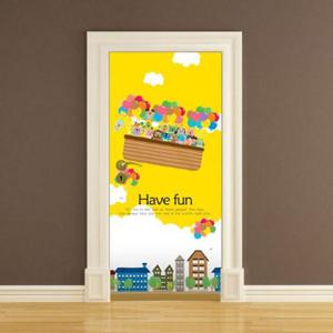 [데코] 현관문 리폼 시트지_캐릭터월드_풍선타고 하늘높이