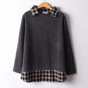 [강물처럼]아이우먼 체크카라레이어니트티 RII031M602 빅사이즈