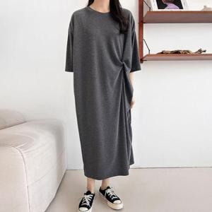 [강물처럼]아이우먼 무지꼬임반팔원피스 ARX146M601 빅사이즈 (4