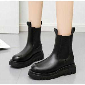 여자첼시부츠 여성 겨울 미들 첼시부츠 기모안감 와플 통굽 신발 1P