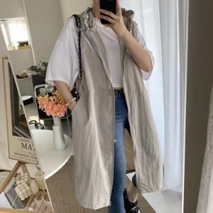 [강물처럼]아이우먼 후드집업스트링롱조끼 RAX151M602 빅사이즈