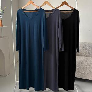 [강물처럼]빅사이즈원피스 V200L601 브이넥맥시티셔츠원피스 BA