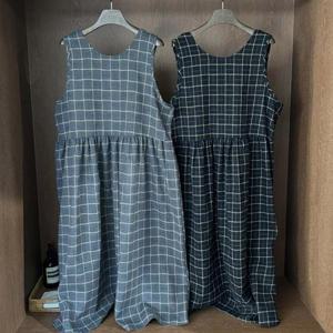 [강물처럼]빅사이즈원피스 X105L601 사각체크끈리본원피스 YP (4