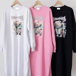 [강물처럼]빅사이즈롱원피스 T867L502 소울패밀리프린팅원피스 M