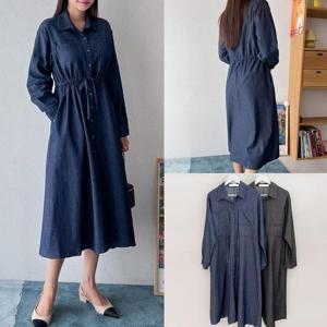 [강물처럼]위쉬몰 BN 퍼니워싱데님면원피스(T795H502) 빅사이즈