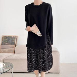 [강물처럼]아이우먼 트임꽃레이어드원피스 BSV796M601 빅사이즈