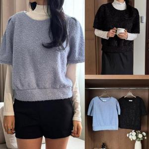 [강물처럼]위쉬몰 YP 메탈퍼프반팔블라우스(X028H601) 빅사이즈