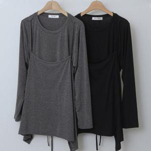 [강물처럼]빅사이즈티 X040L601 끈나시레이어드티셔츠 WB (45273