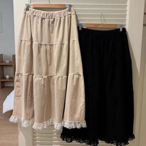 [강물처럼]빅사이즈치마 X042L601 캉캉레이스밴딩스커트 YP (452