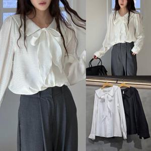 [강물처럼]위쉬몰 GO 실키리본카라블라우스(X083H601) 빅사이즈