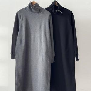 [강물처럼]빅사이즈지퍼원피스 T545L412 데이옆집업카라롱원피스