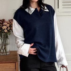 [강물처럼]아이우먼 카라골지베스트티셔츠 GOX185M602 빅사이즈