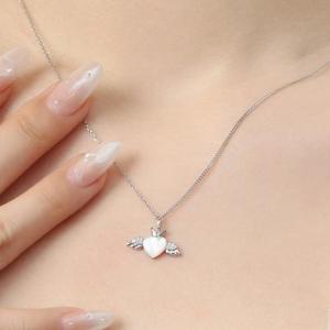 [패션] 비쥬홀릭 실버925 백금도금 자개 엔젤하트 목걸이
