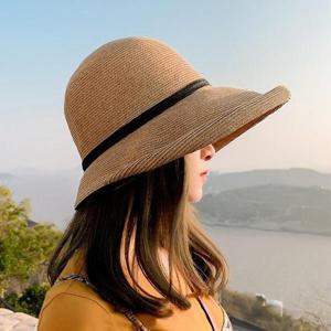 [패션] 여성 베이지 리본끈 야외활동 밀짚 썬캡 HAT70