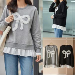 [강물처럼]위쉬몰 SM 레이스리본진주티셔츠(X344H603) 빅사이즈