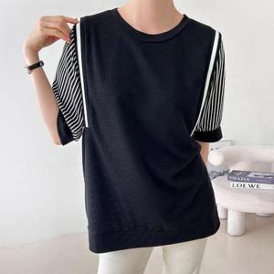 [강물처럼]아이우먼 시크스트라이프배색티 BSU178M603 빅사이즈